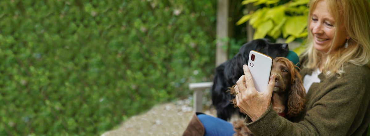 Woman making a video call on a Doro smartphone