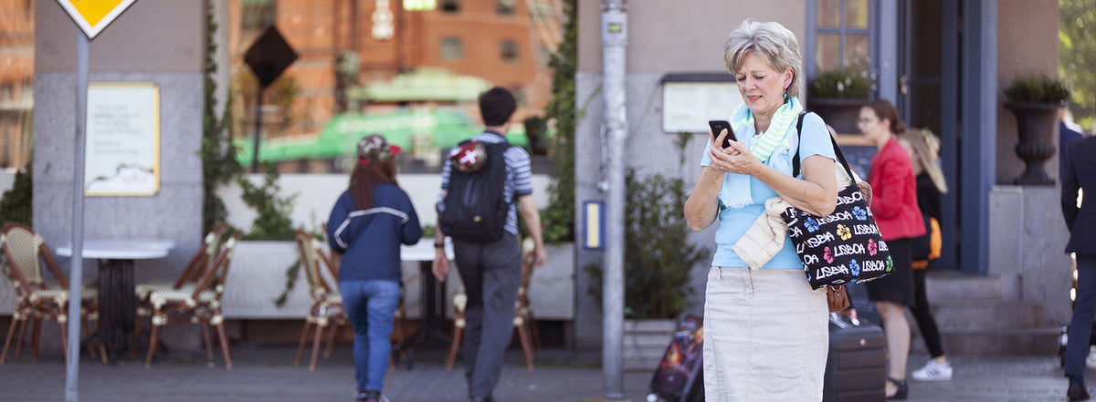 Using a smartphone outdoors