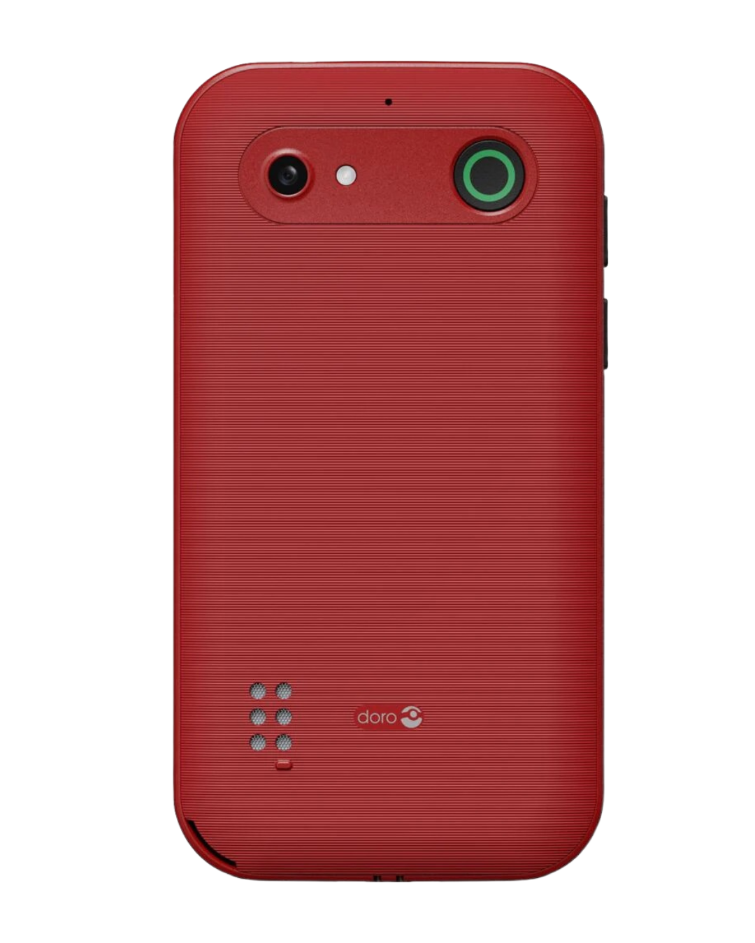 Red phone case with Doro logo on a white background