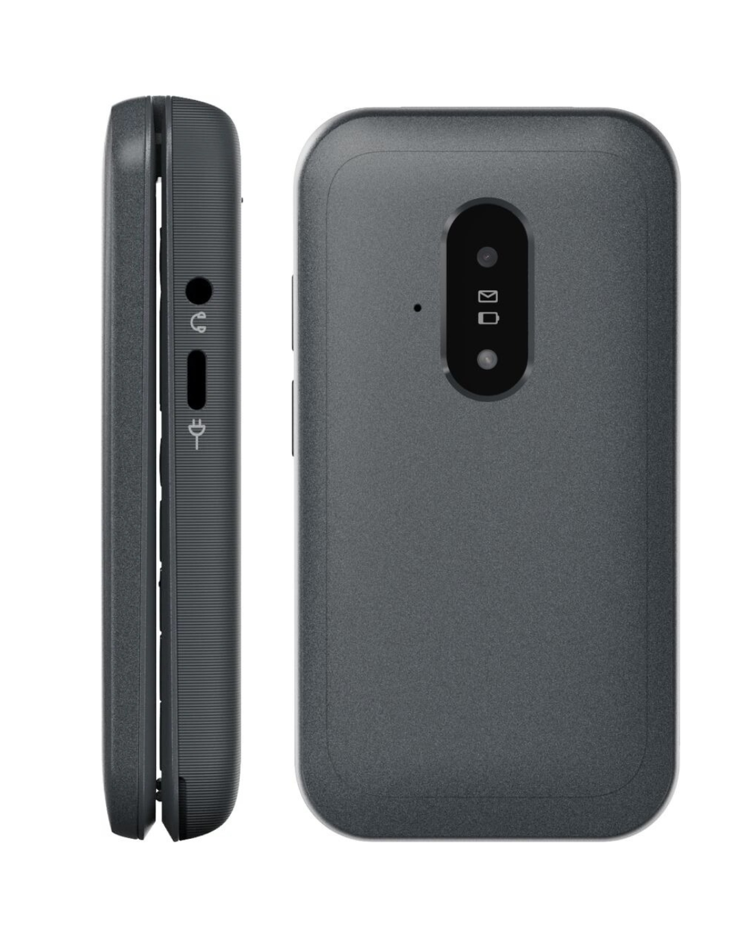 Black phone case shown from two angles on a white background