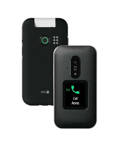 A black Doro wireless communication device shown from both front and back views against a plain white background.